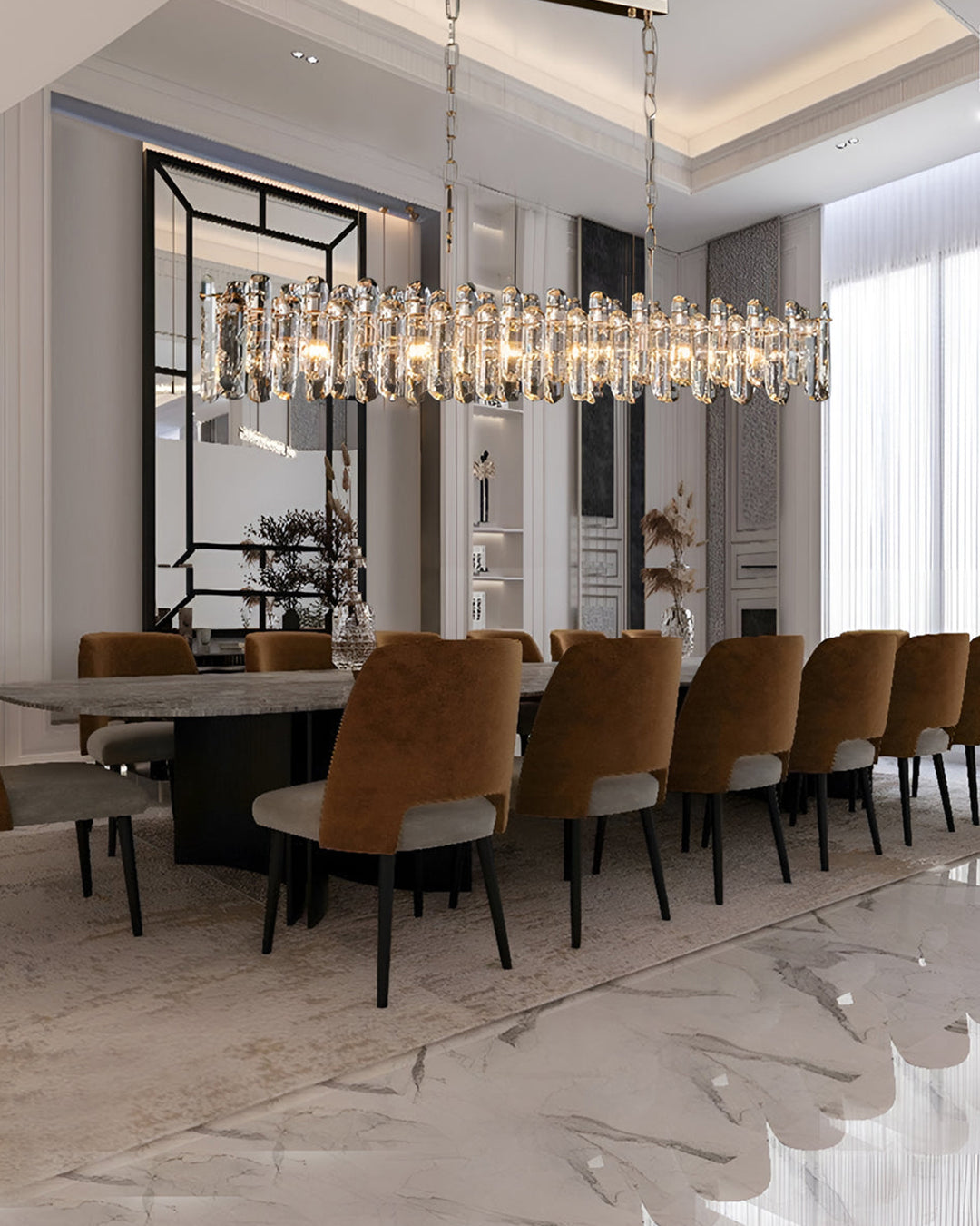 47 Inch Regal Linear Crystal Chandelier - Astra