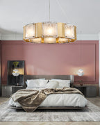39 Inch Textured Glass Octagon Chandelier - Elena