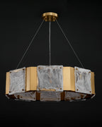 31 Inch Textured Glass Octagon Chandelier - Elena