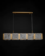 31 Inch Textured Glass Linear Chandelier - Elena