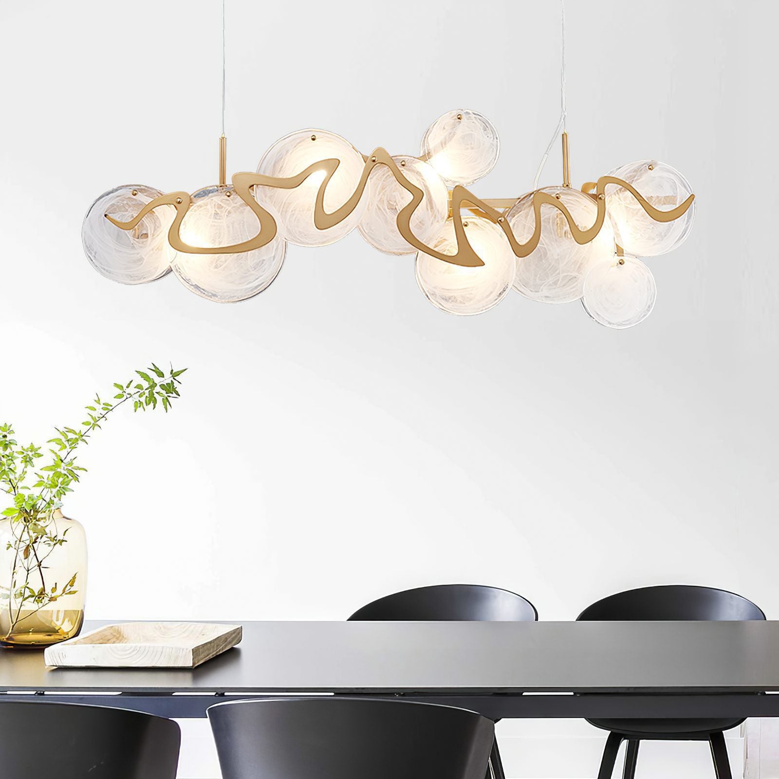 41 Inch Textured Glass Linear Chandelier - Elara