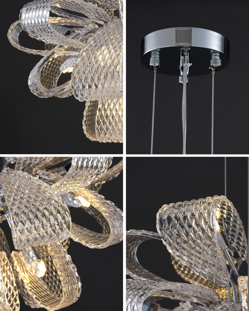 31 Inch Textured Ribbon Chandelier - Fleur