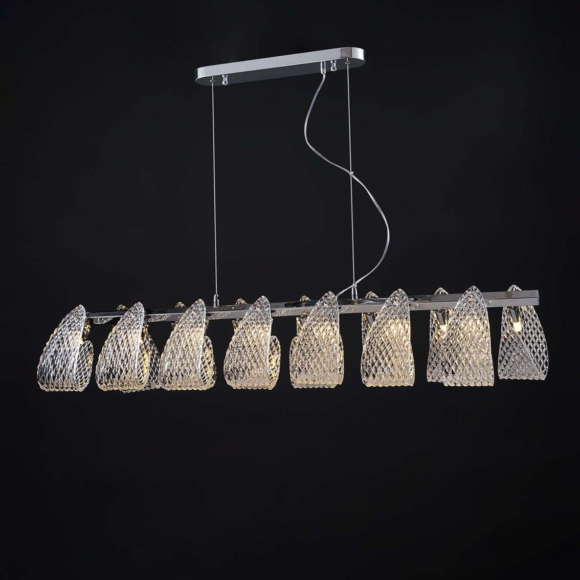 33 Inch Textured Ribbon Linear Chandelier - Fleur