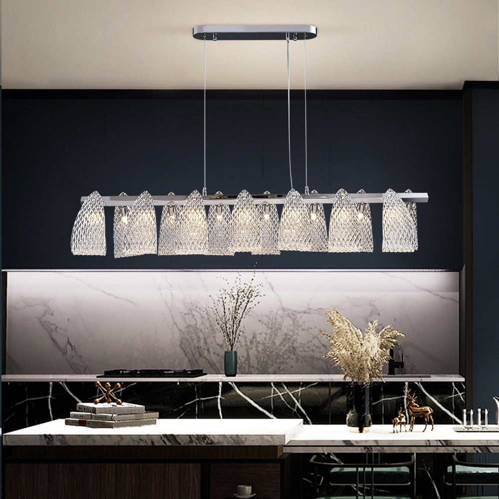 33 Inch Textured Ribbon Linear Chandelier - Fleur