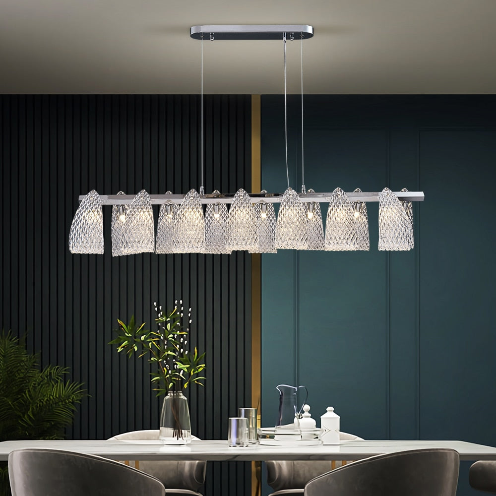 33 Inch Textured Ribbon Linear Chandelier - Fleur