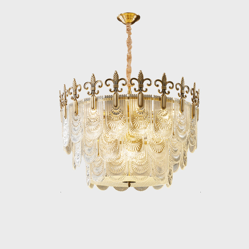 31 Inch Crown Glass Three-Tier Chandelier - Josephine