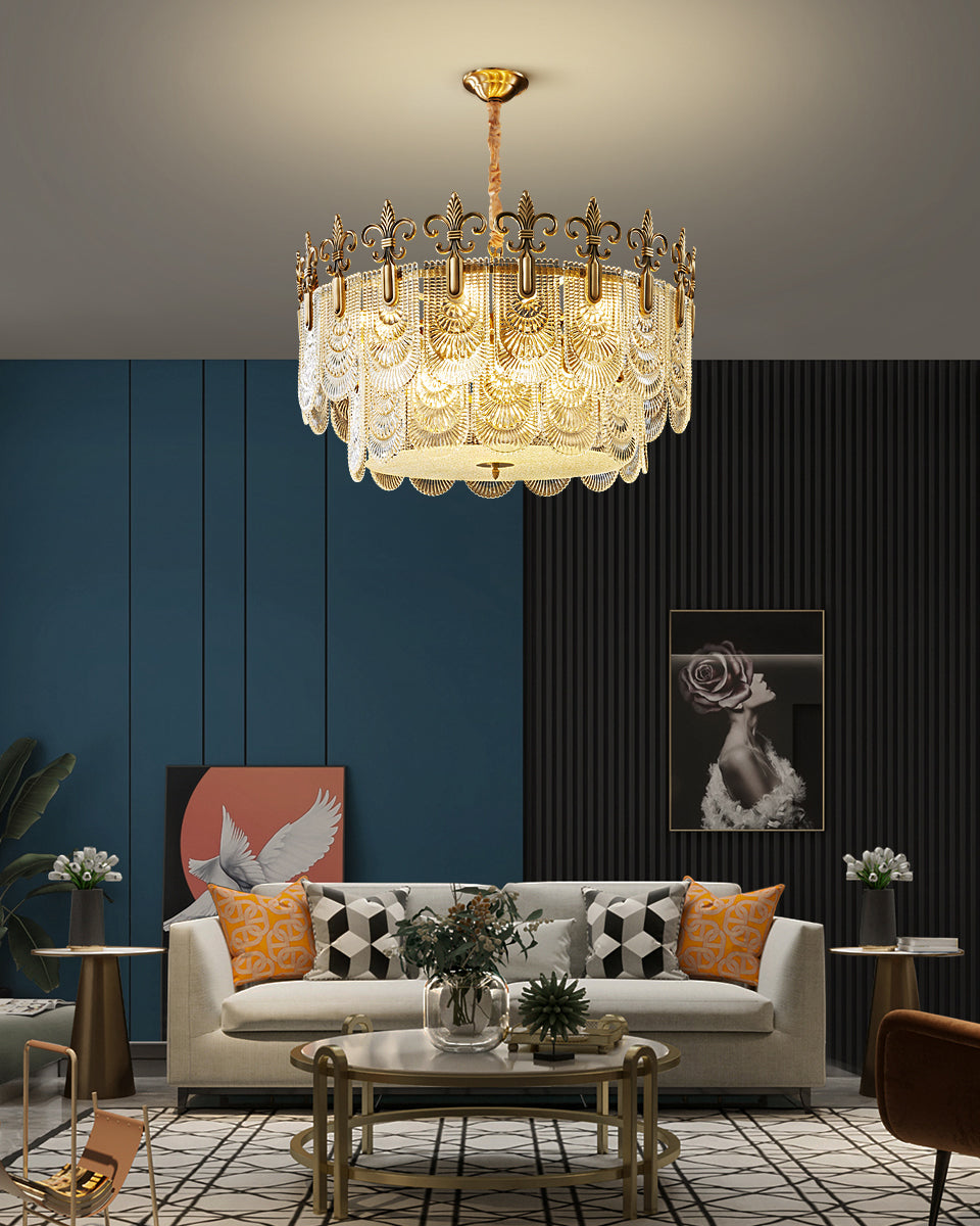 31 Inch Crown Glass Two-Tier Chandelier - Josephine