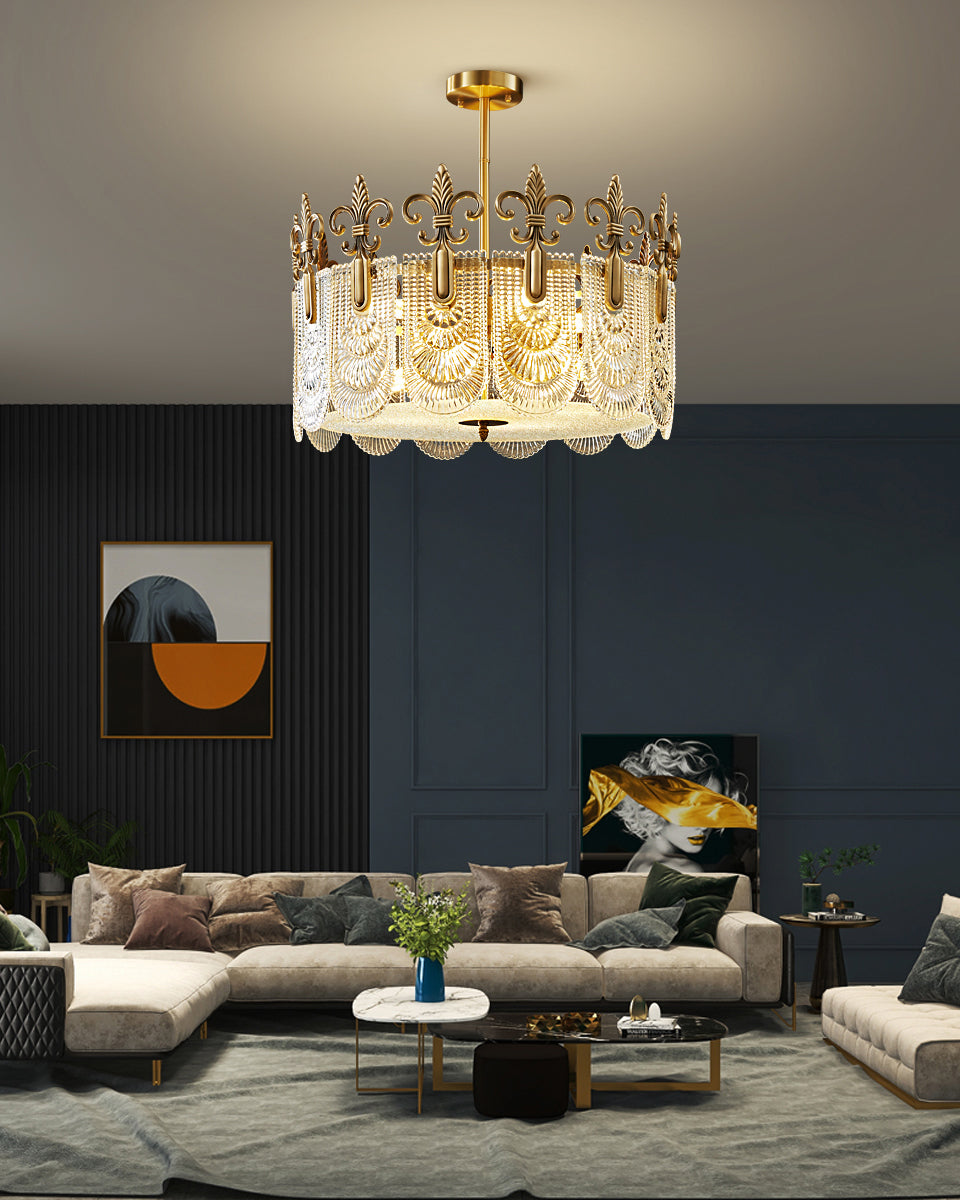 24 Inch Crown Glass Chandelier - Josephine