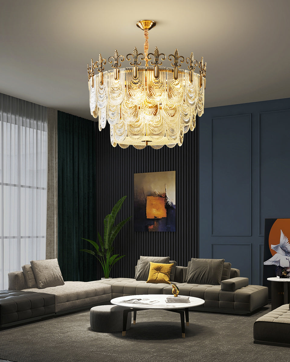 31 Inch Crown Glass Three-Tier Chandelier - Josephine