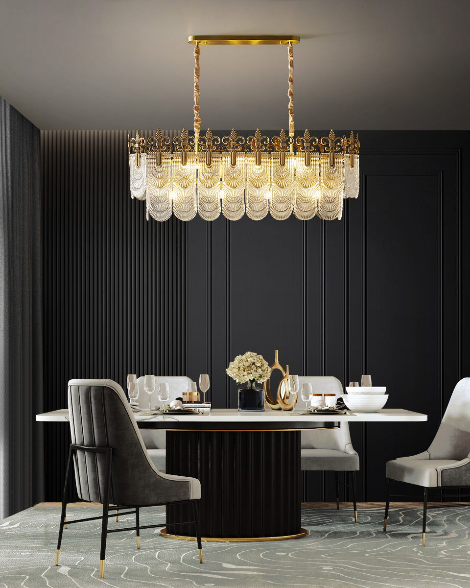 47 Inch Crown Glass Tiered Linear Chandelier - Josephine