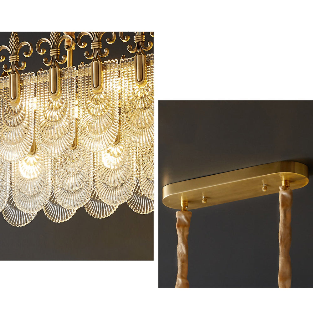 47 Inch Crown Glass Tiered Linear Chandelier - Josephine