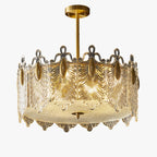 24 Inch Textured Glass Round Chandelier - Celeste