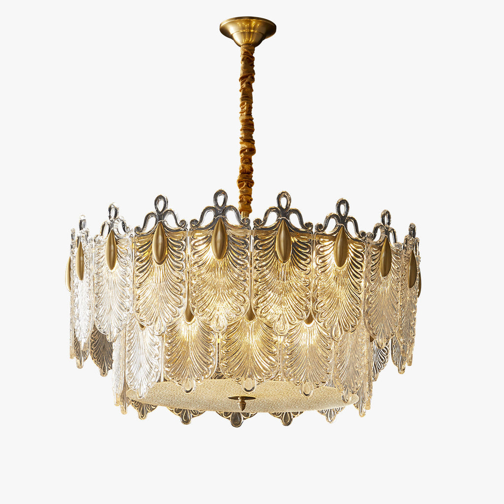 31 Inch Textured Glass Two-Tier Chandelier - Celeste