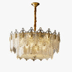 31 Inch Textured Glass Two-Tier Chandelier - Celeste