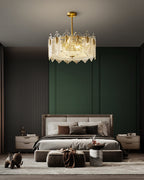 31 Inch Textured Glass Two-Tier Chandelier - Celeste