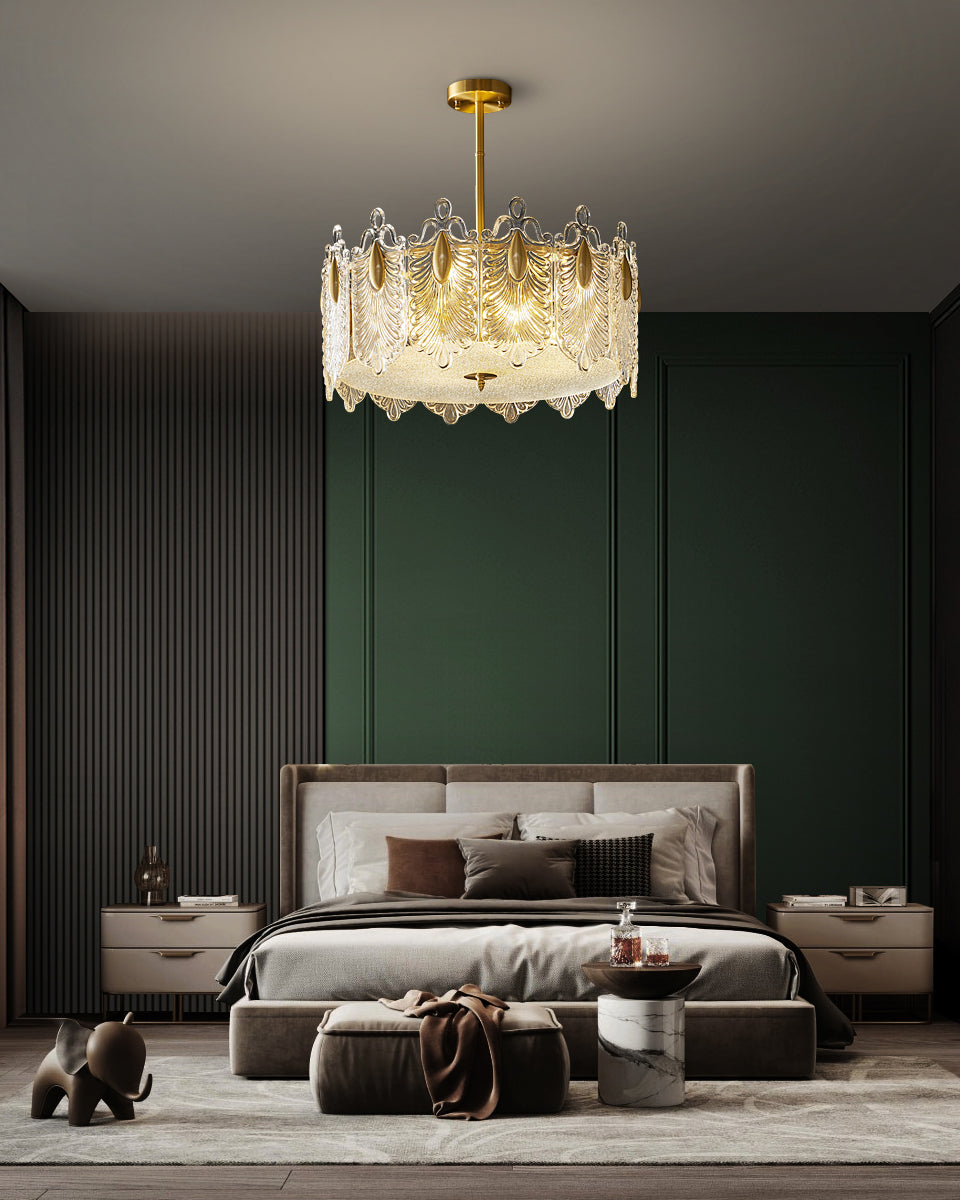 31 Inch Textured Glass Two-Tier Chandelier - Celeste