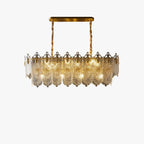 47 Inch Textured Glass Tiered Linear Chandelier - Celeste