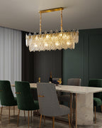47 Inch Textured Glass Tiered Linear Chandelier - Celeste