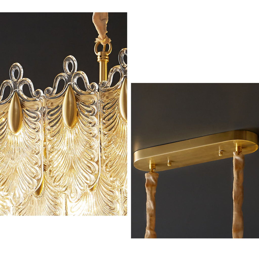 47 Inch Textured Glass Tiered Linear Chandelier - Celeste
