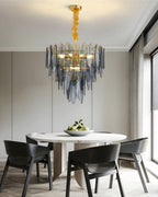 24 Inch Smoked Leaf Glass Tiered Chandelier - Daphne