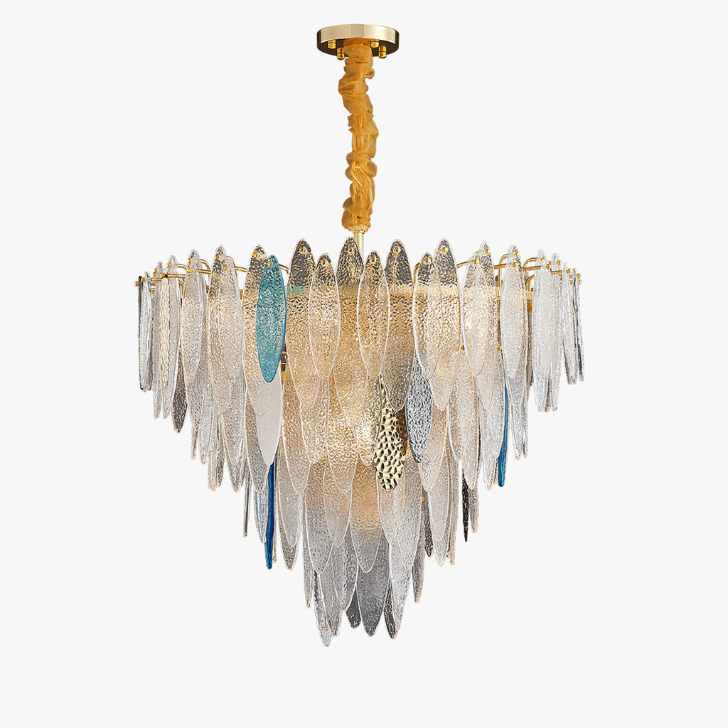 31 Inch Leaf Glass Tiered Chandelier - Daphne