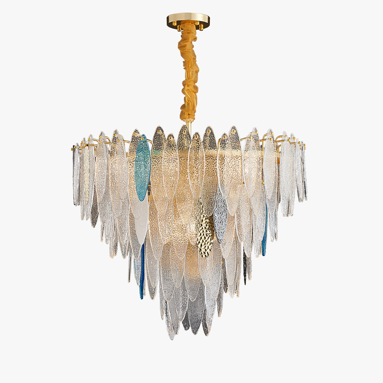 31 Inch Leaf Glass Tiered Chandelier - Daphne