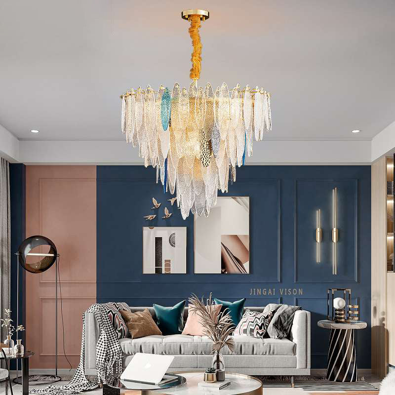 31 Inch Leaf Glass Tiered Chandelier - Daphne