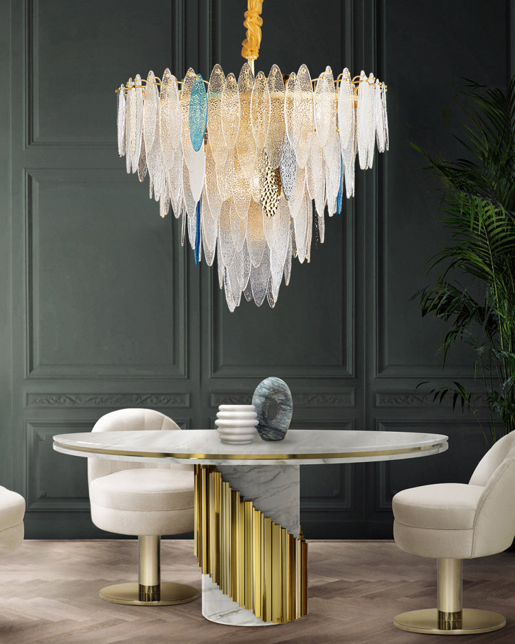 31 Inch Leaf Glass Tiered Chandelier - Daphne