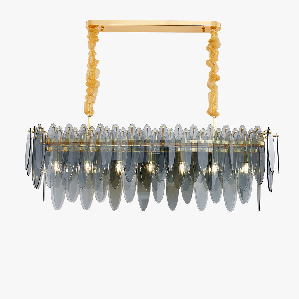 47 Inch Smoked Leaf Glass Linear Chandelier - Daphne