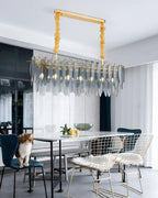 47 Inch Smoked Leaf Glass Linear Chandelier - Daphne