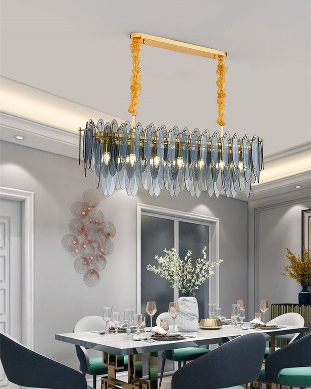 47 Inch Smoked Leaf Glass Linear Chandelier - Daphne