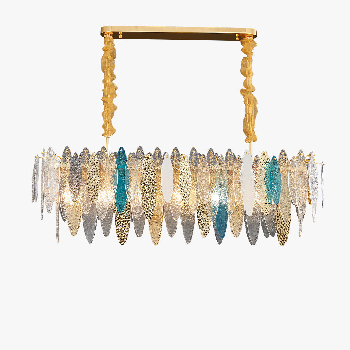 47 Inch Leaf Glass Linear Chandelier - Daphne