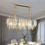 47 Inch Leaf Glass Linear Chandelier - Daphne