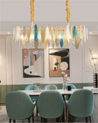 47 Inch Leaf Glass Linear Chandelier - Daphne