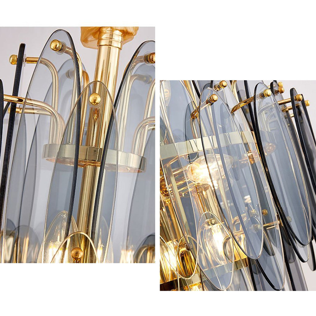24 Inch Smoked Leaf Glass Tiered Chandelier - Daphne