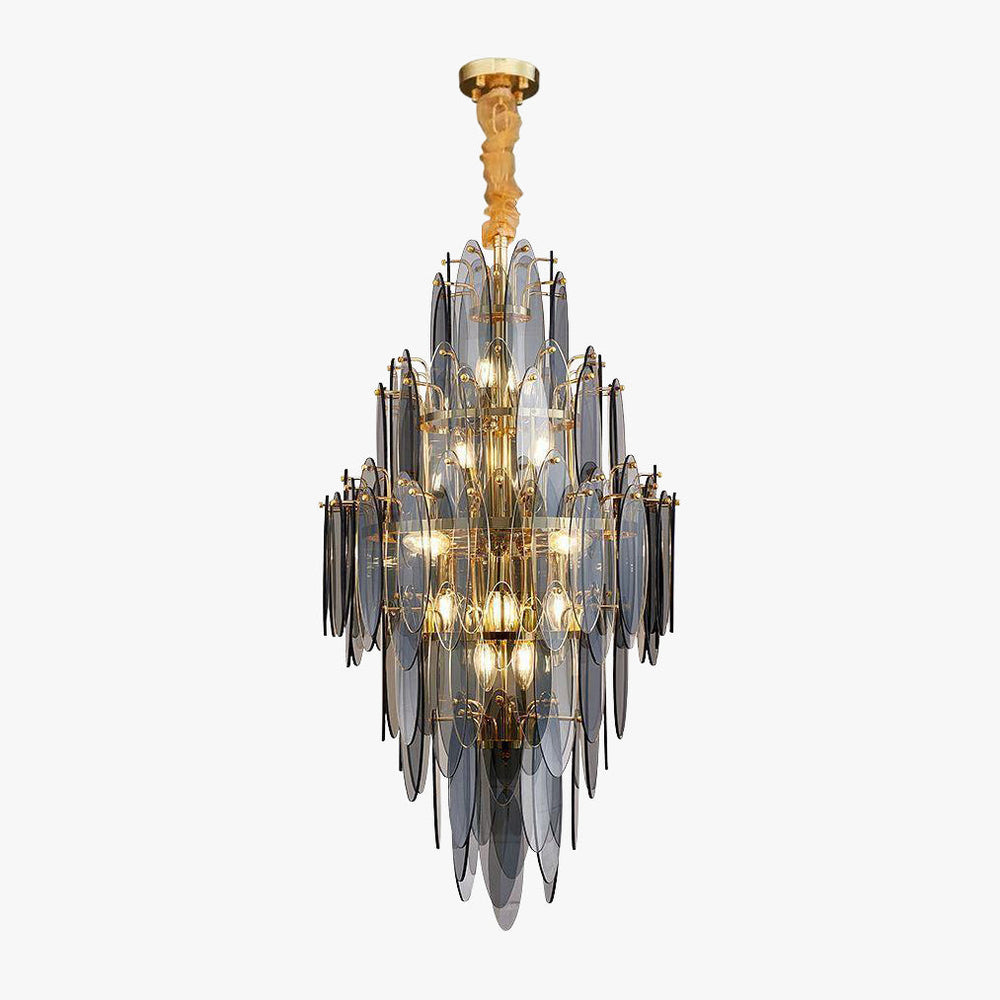 21 Inch Smoked Leaf Glass Tiered Chandelier - Daphne