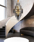 21 Inch Smoked Leaf Glass Tiered Chandelier - Daphne