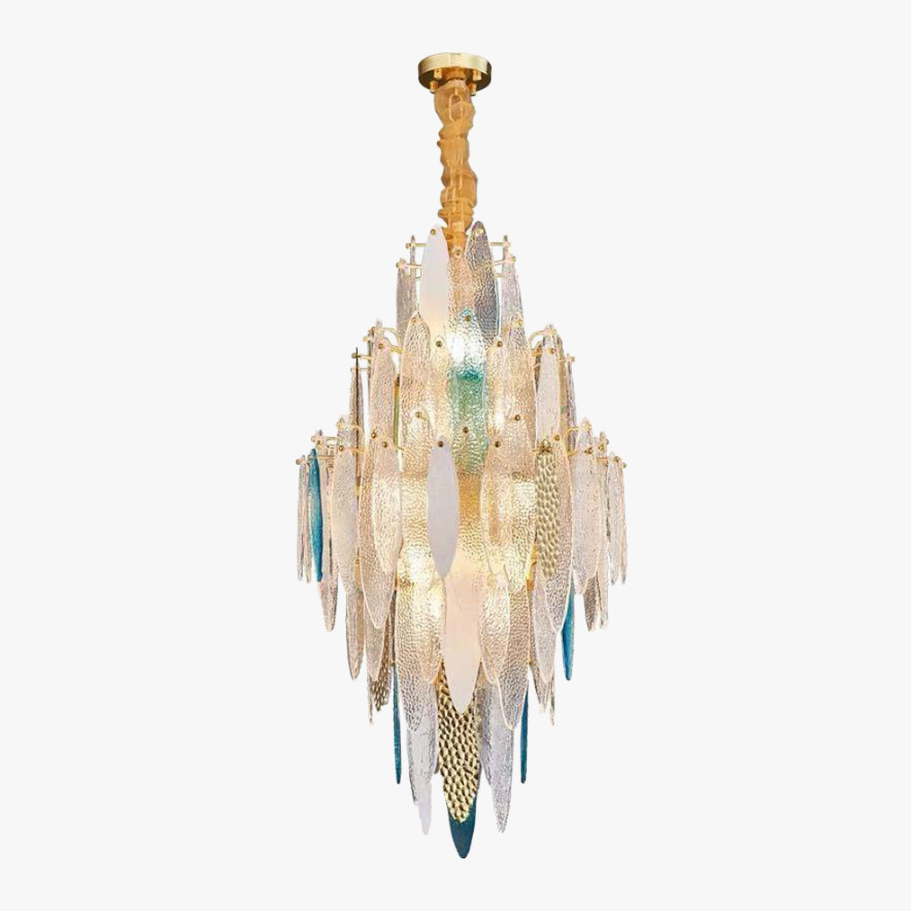 21 Inch Leaf Glass Tiered Chandelier - Daphne