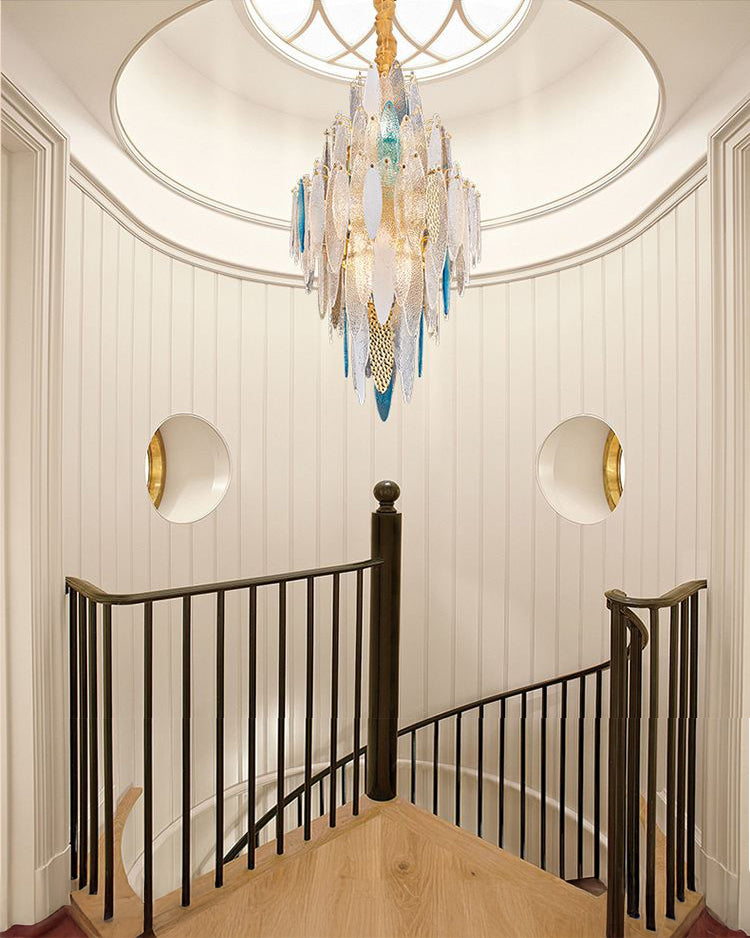 21 Inch Leaf Glass Tiered Chandelier - Daphne