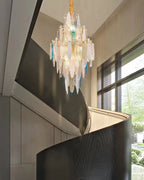 21 Inch Leaf Glass Tiered Chandelier - Daphne