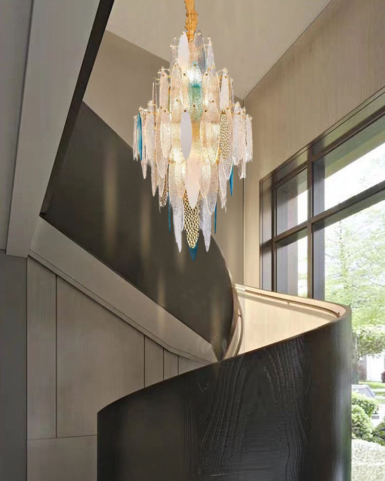 21 Inch Leaf Glass Tiered Chandelier - Daphne