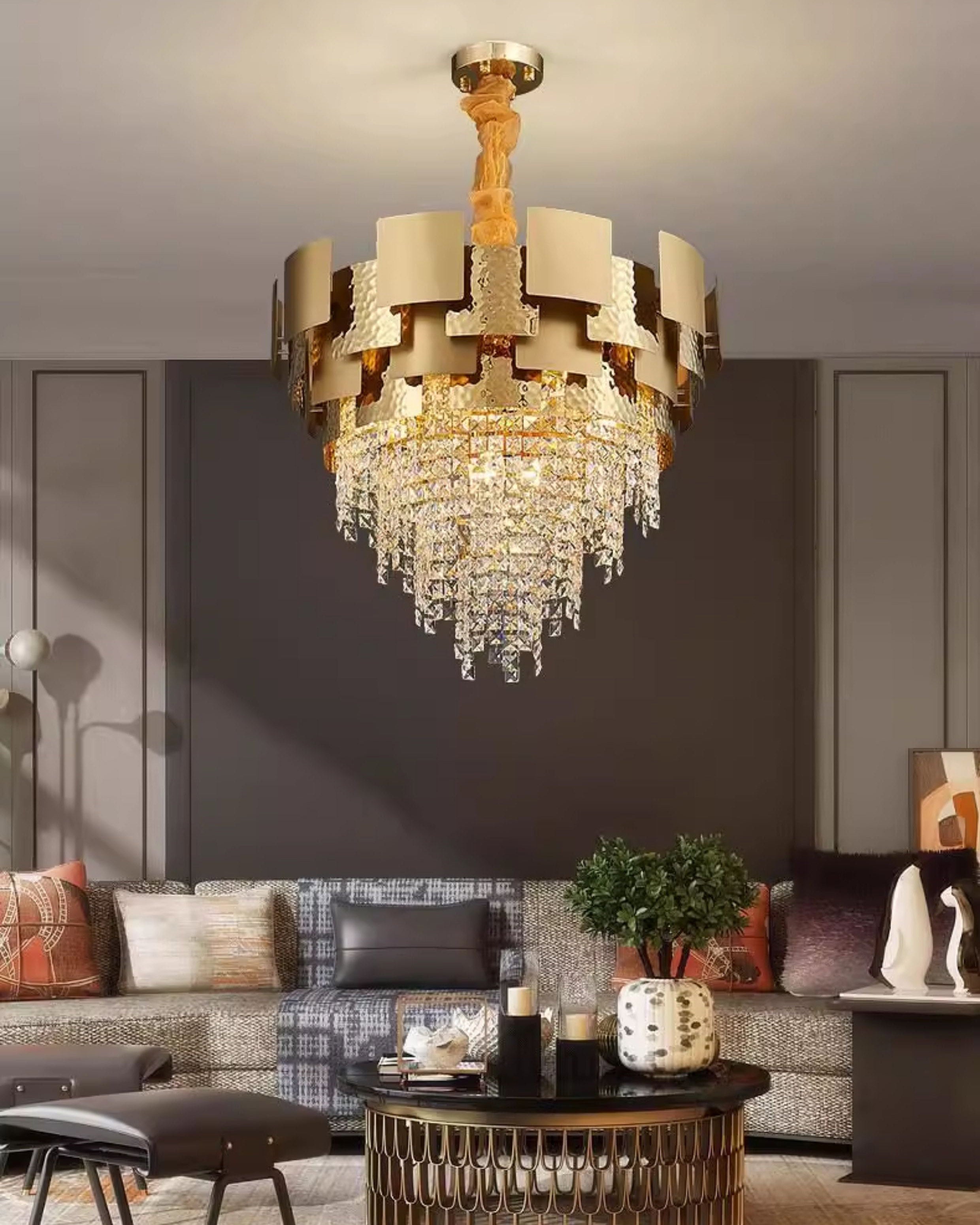 23 Inch Cascading Tapered Crystal Chandelier - Isadora