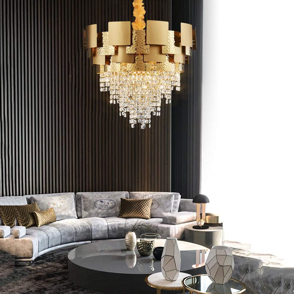 23 Inch Cascading Tapered Crystal Chandelier - Isadora