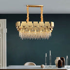 35 Inch Cascading Crystal Linear Chandelier - Isadora
