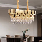 35 Inch Cascading Crystal Linear Chandelier - Isadora