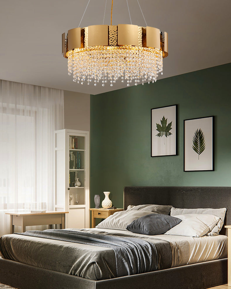24 Inch Cascading Crystal Round Chandelier - Isadora