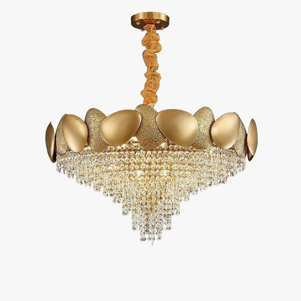 31 Inch Cascading Crystal Tapered Chandelier - Aurelia