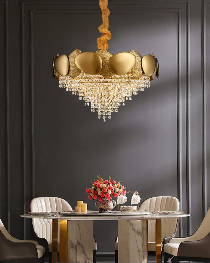 24 Inch Cascading Crystal Tapered Chandelier - Aurelia