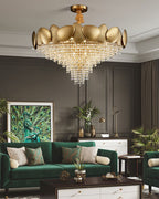 31 Inch Cascading Crystal Tapered Chandelier - Aurelia