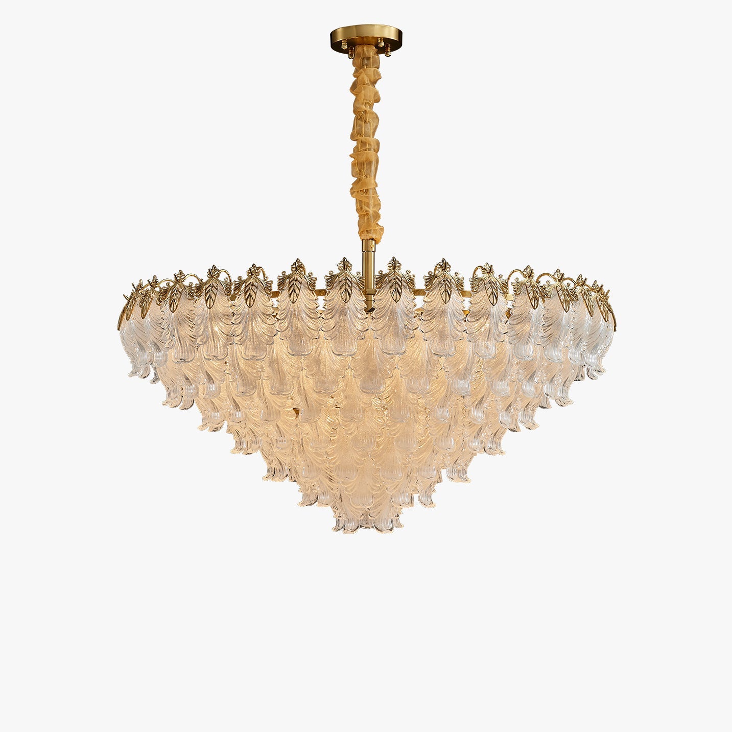 39 Inch Glass Leaf Tapered Chandelier - Genevieve